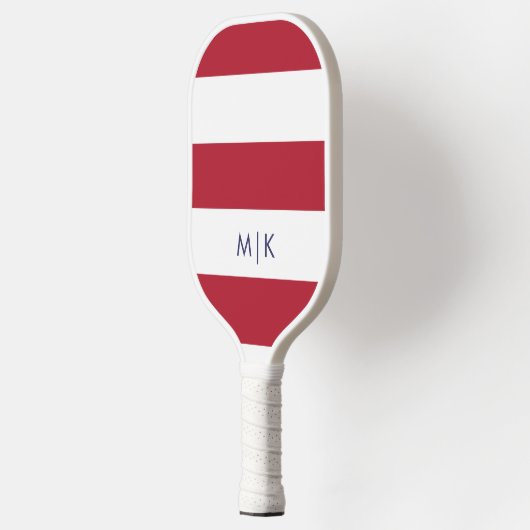 Raquette De Pickleball Les rayures patriotiques | Monogramme moderne (Gauche)