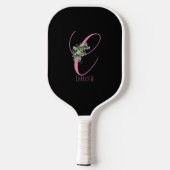 Raquette De Pickleball Lettre de fleur noire rose C (Verso)