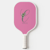 Raquette De Pickleball Lettre de fleur rose gris C (Verso)
