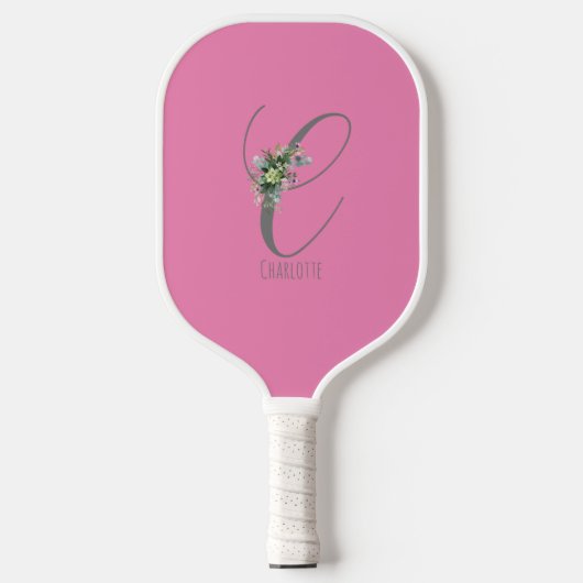 Raquette De Pickleball Lettre de fleur rose gris C (Recto)