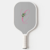 Raquette De Pickleball Lettre de fleur rose gris C (Verso)