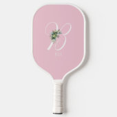 Raquette De Pickleball Lettre de fleur rose monogramme B (Verso)