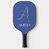Raquette De Pickleball Lettre de fleurs d'aquarelle simple A (Recto)