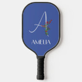 Raquette De Pickleball Lettre de fleurs d'aquarelle simple A (Verso)