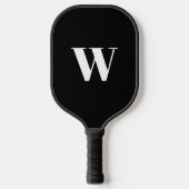 Raquette De Pickleball Lettre initiale monogramme noir blanc personnalisé (Recto)