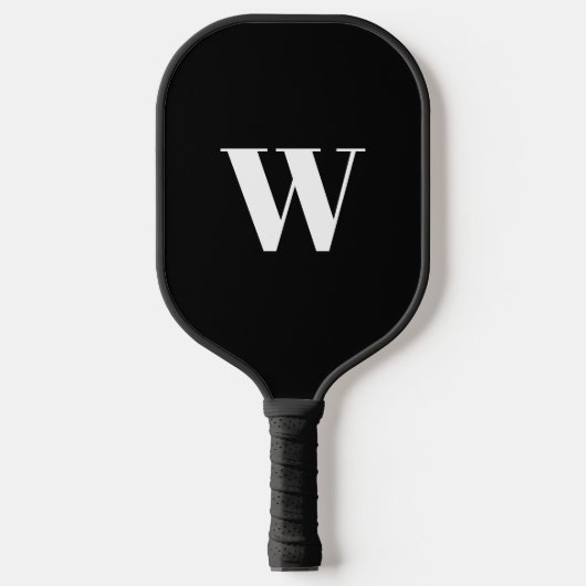 Raquette De Pickleball Lettre initiale monogramme noir blanc personnalisé (Recto)