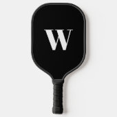 Raquette De Pickleball Lettre initiale monogramme noir blanc personnalisé (Verso)