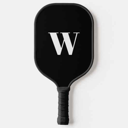 Raquette De Pickleball Lettre initiale monogramme noir blanc personnalisé (Verso)