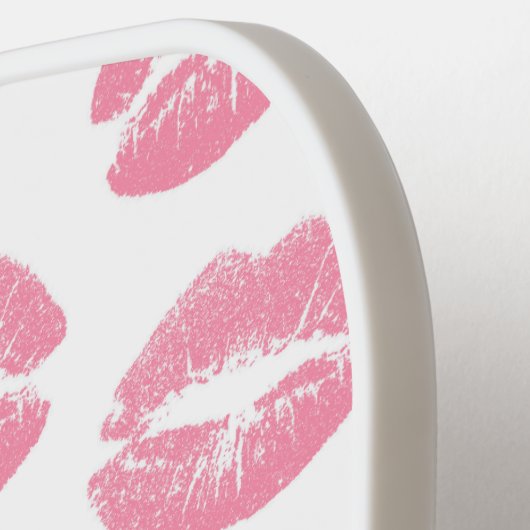 Raquette De Pickleball Lèvres Roses, Motif De Lèvres, Rouge Rose, Baiser (Détail gauche)