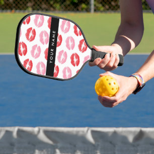 Raquette De Pickleball Lèvres Rouges, Lèvres Roses, Baiser, Votre Nom, Pe