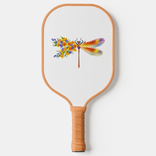 Raquette De Pickleball Libellule à fleur jaune (Recto)