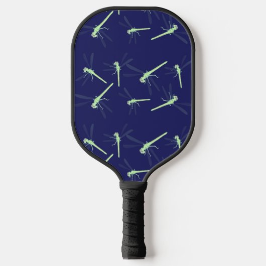 Raquette De Pickleball libellules vertes sur bleu (Recto)