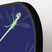 Raquette De Pickleball libellules vertes sur bleu (Détail gauche)