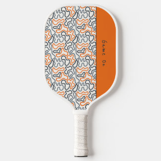 Raquette De Pickleball Ligne organique abstraite blanche orange passion