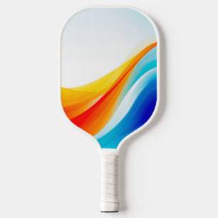 Raquette De Pickleball Lignes courbes abstraites rétro orange et bleu