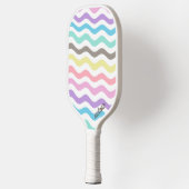 Raquette De Pickleball Lignes modernes Wavy | Pastel Waves Monogram (Gauche)