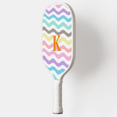 Raquette De Pickleball Lignes modernes Wavy | Pastel Waves Monogram (Gauche)