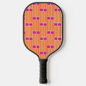 Raquette De Pickleball Lignes orange et boîtes roses (Recto)