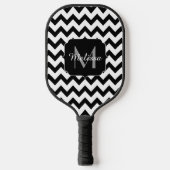 Raquette De Pickleball Lignes simples de motif en chevron noir Monogram (Recto)