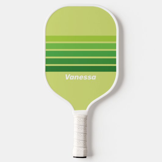 Raquette De Pickleball Lily Pad Green Across Striping with Name (Verso)