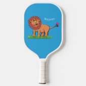 Raquette De Pickleball Lion joyeux avec dessin animé de papillon (Verso)