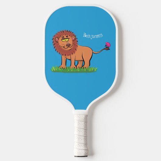 Raquette De Pickleball Lion joyeux avec dessin animé de papillon (Recto)