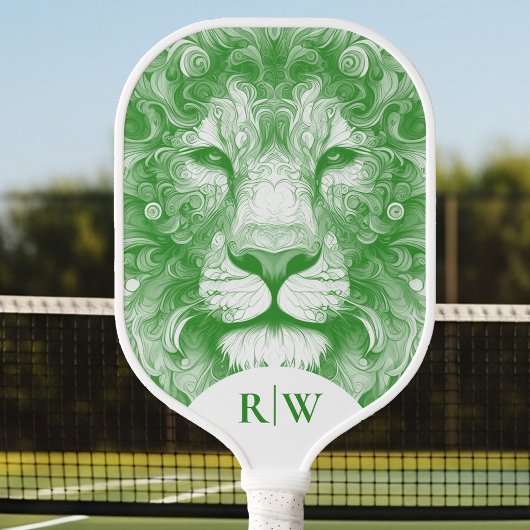 Raquette De Pickleball Lion vert illustré