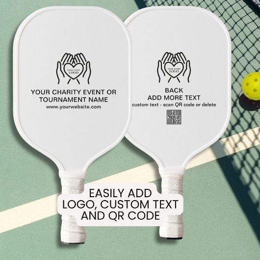 Raquette De Pickleball Logo de collecte de fonds personnalisée, Code QR, 