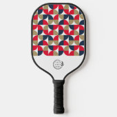 Raquette De Pickleball Logo d'entreprise moderne géométrique rouge bleu e (Recto)