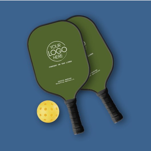 Raquette De Pickleball Logo élégant simple Olive Green Personal