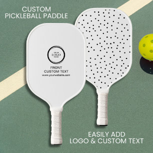 Raquette De Pickleball Logo Entreprise Personnalisé Texte Polka Noir Poin
