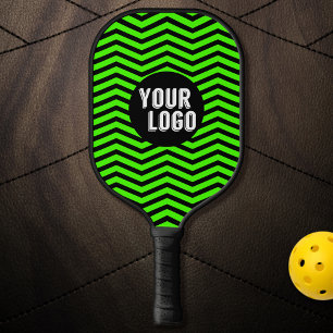 Raquette De Pickleball Logo personnalisé Noir & Vert Chevron Marqué