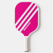 Raquette De Pickleball Lollipop rose rétro Trois bandes avec nom (Verso)
