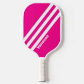 Raquette De Pickleball Lollipop rose rétro Trois bandes avec nom (Recto)