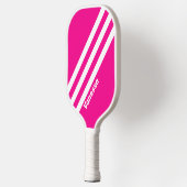 Raquette De Pickleball Lollipop rose rétro Trois bandes avec nom (Gauche)