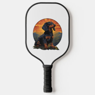 Raquette De Pickleball Long Haired Dachshund amoureux de animal retro vin