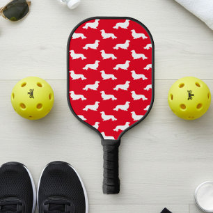 Raquette De Pickleball Longue Cheveux Dachshund Aimer Pickleball Rouge