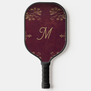 Raquette De Pickleball look en cuir antique monogrammed