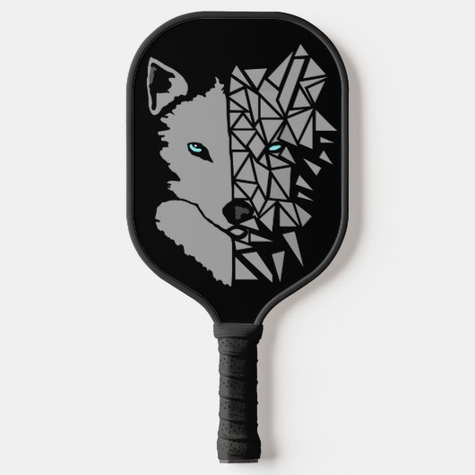 Raquette De Pickleball Loup gris géométrique (Recto)