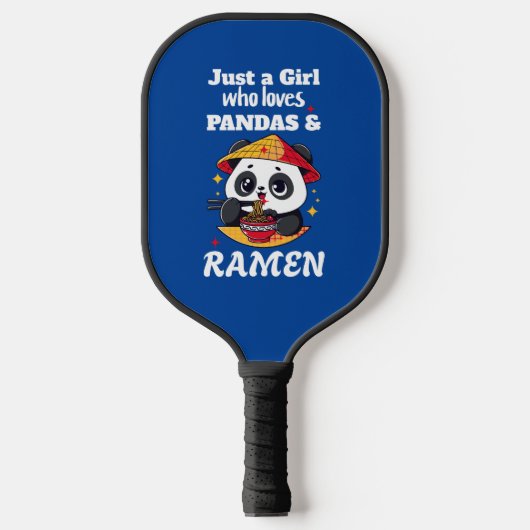 Raquette De Pickleball Love Pandas and Ramen (texte blanc) (Recto)