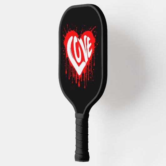 Raquette De Pickleball Love Retro Red Heart Valentine White Text (Gauche)