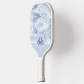 Raquette De Pickleball Lush Serene Blue Ferns Monogram Initiales (Gauche)