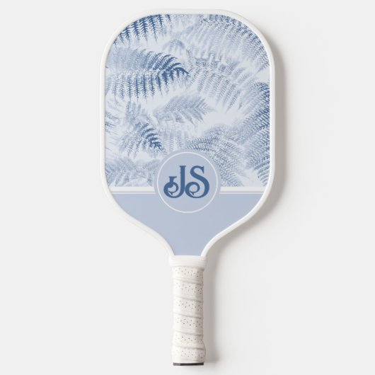 Raquette De Pickleball Lush Serene Blue Ferns Monogram Initiales (Recto)
