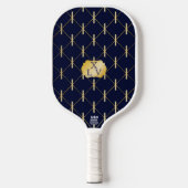 Raquette De Pickleball Luxury Navy Blue & Gold Lattice Monogram (Recto)