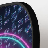 Raquette De Pickleball Luxury Neon Chrome Initial Monogram Retro  (Détail gauche)