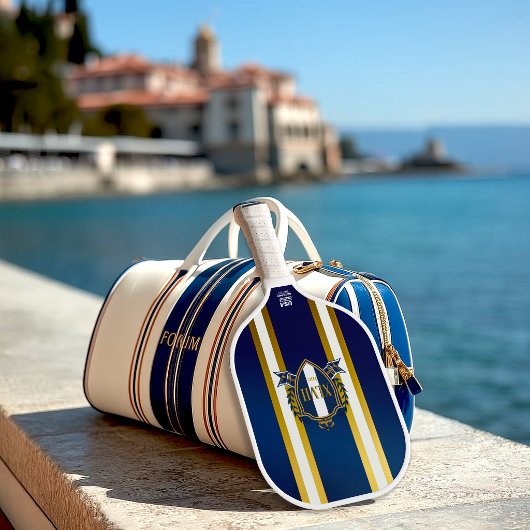 Raquette De Pickleball Luxury Royal Blue and White Monogram