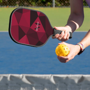 Raquette De Pickleball Magenta rose rouge noir géométrie motif Monogramme