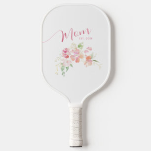Raquette De Pickleball Maman a établi une aquarelle florale rose blush