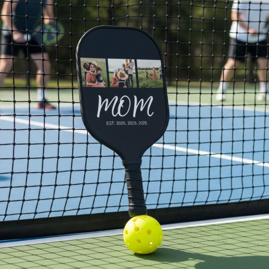Raquette De Pickleball Maman Etabli Moderne Gras Script Noir 3 Photo