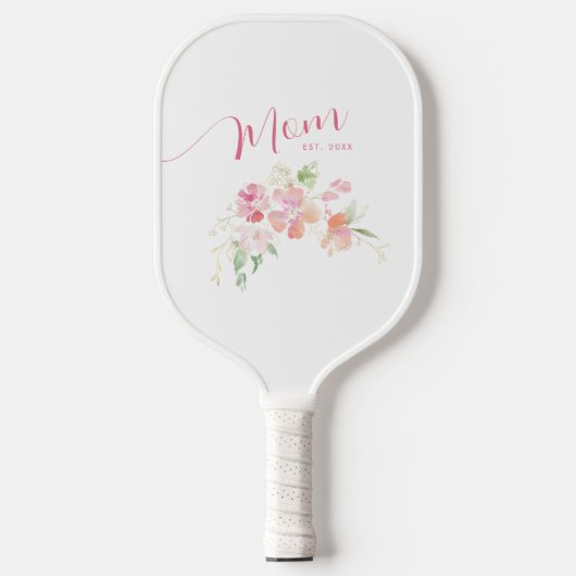 Raquette De Pickleball Maman Etablie Rose Push Aquarelle Florale (Recto)